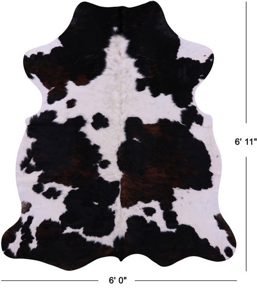 Tricolor Natural Cowhide Rug - Large 6'11