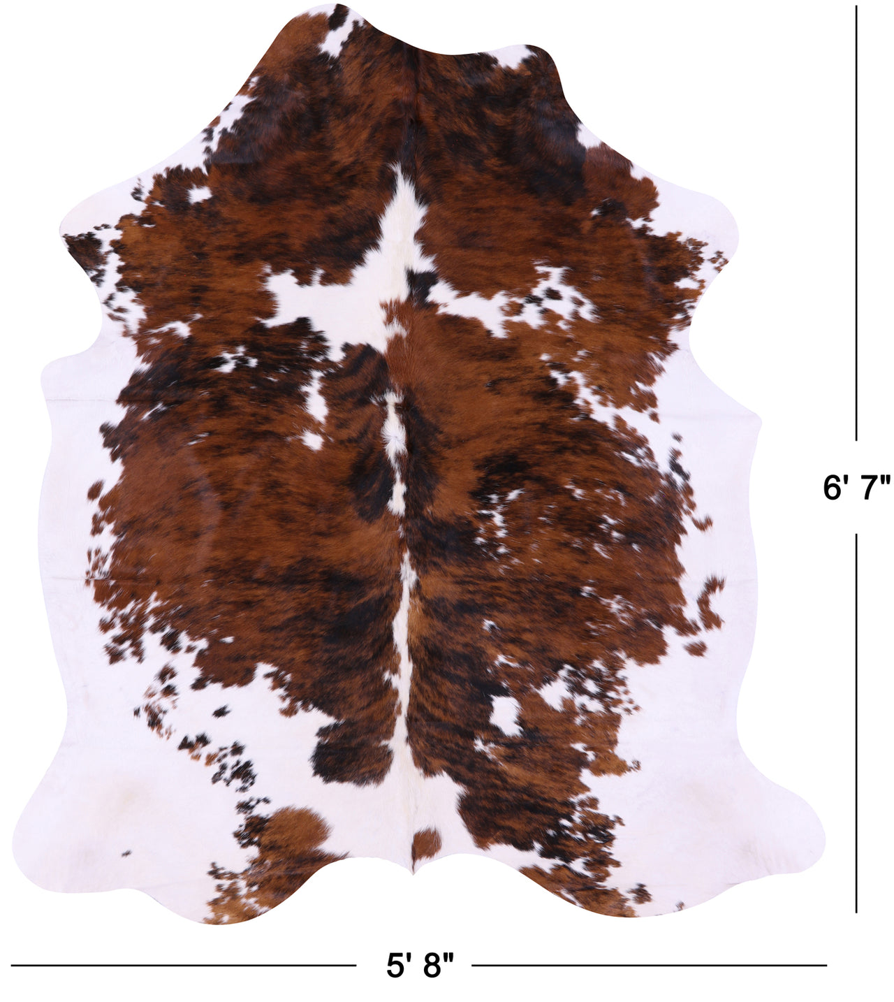 Tricolor Natural Cowhide Rug - Large 6'7"H x 5'8"W