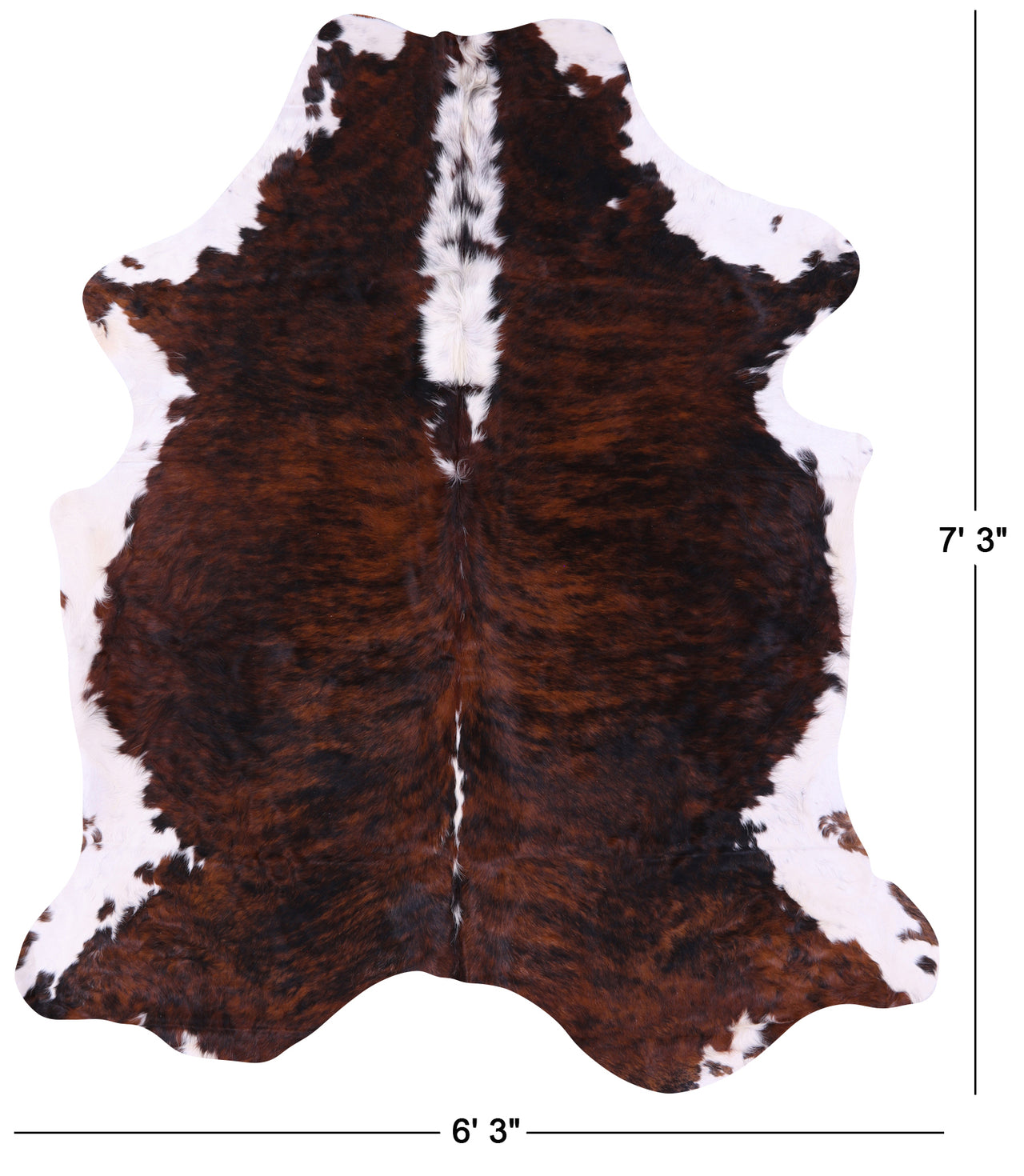 Brindle Tricolor Natural Cowhide Rug - XLarge 7'3"H x 6'3"W