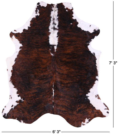 Brindle Tricolor Natural Cowhide Rug - X-Large 7'3