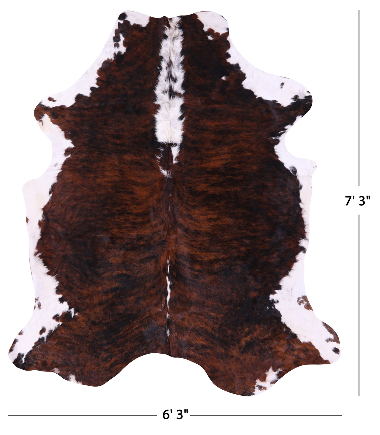 Brindle Tricolor Natural Cowhide Rug - XLarge 7'3"H x 6'3"W