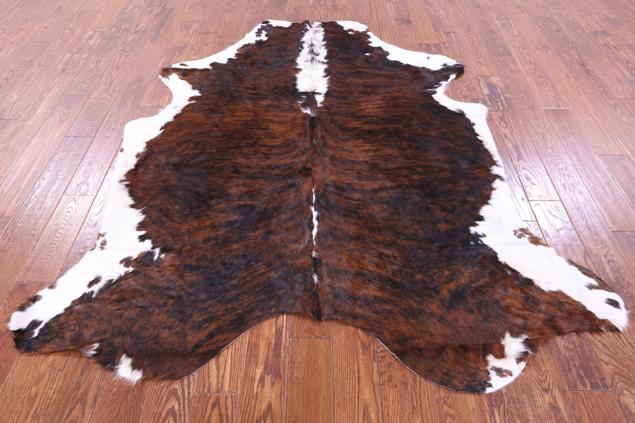 Brindle Tricolor Natural Cowhide Rug - XLarge 7'3"H x 6'3"W