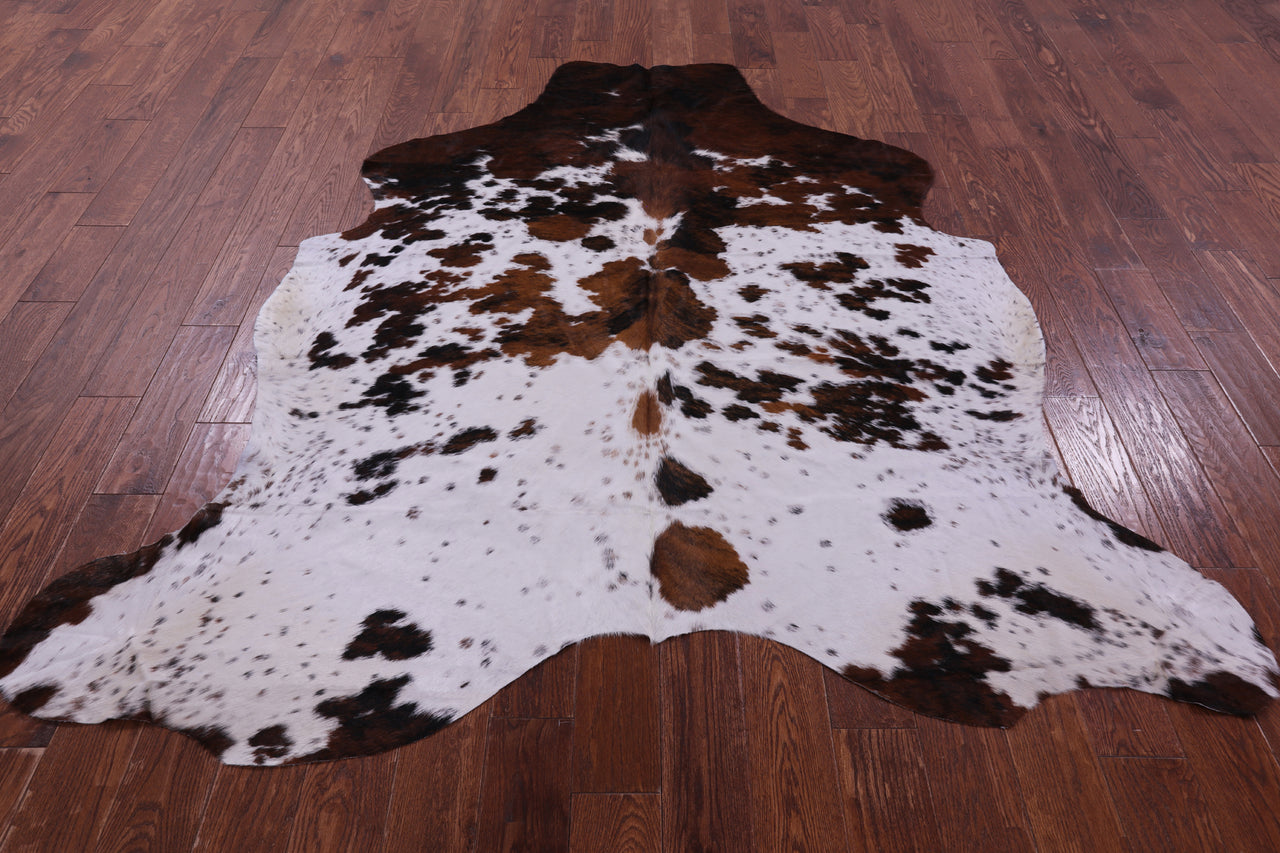 Tricolor Salt & Pepper Natural Cowhide Rug - XLarge 7'2"H x 6'7"W