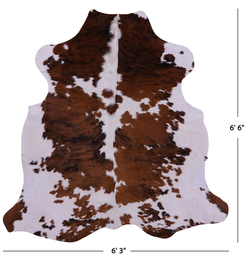 Brown & White Natural Cowhide Rug - Large 6'6