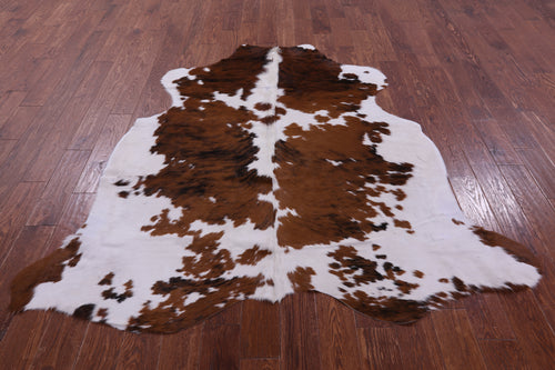 Brown & White Natural Cowhide Rug - Large 6'6