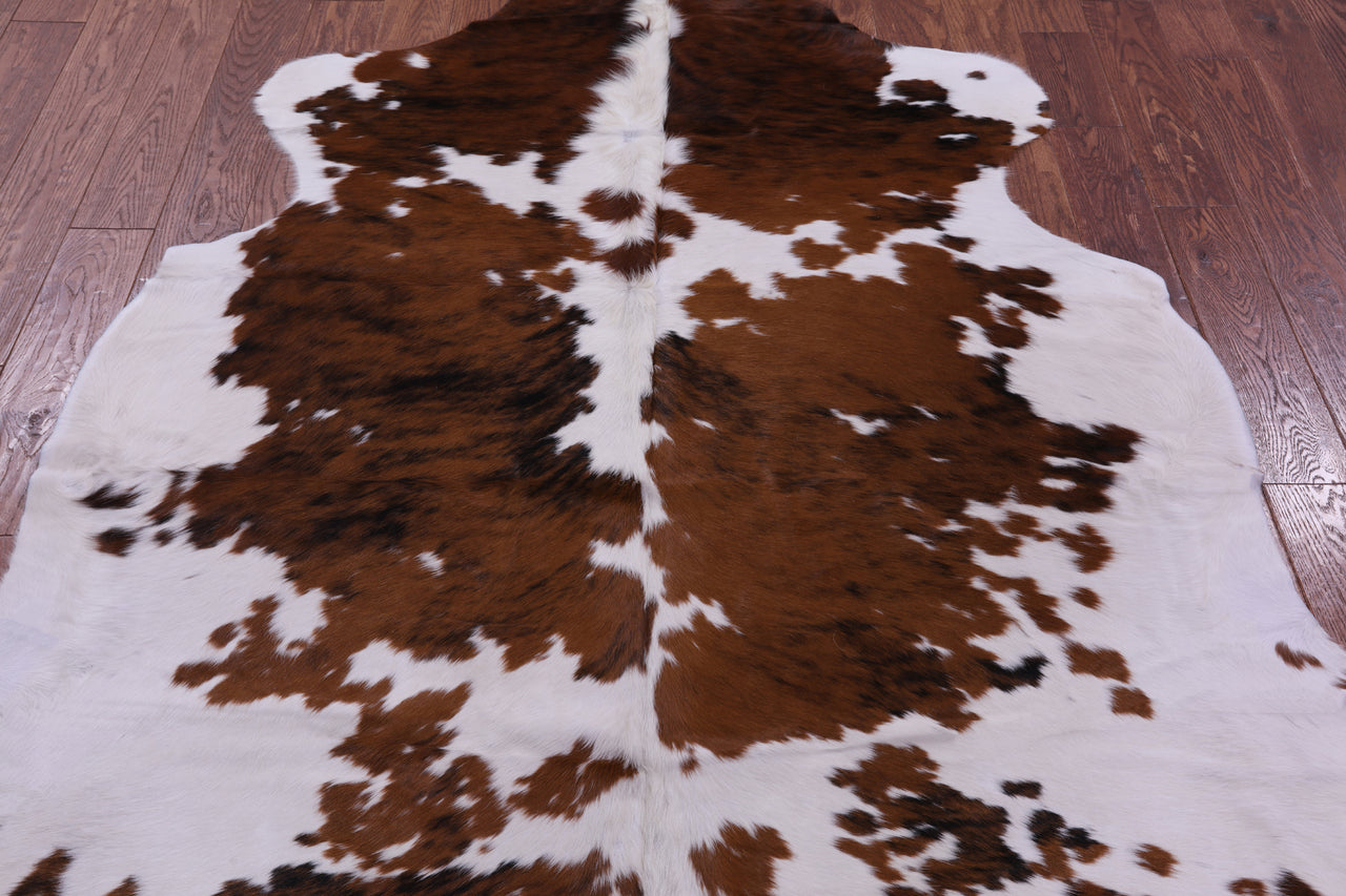 Brown & White Natural Cowhide Rug - Large 6'6"H x 6'3"W