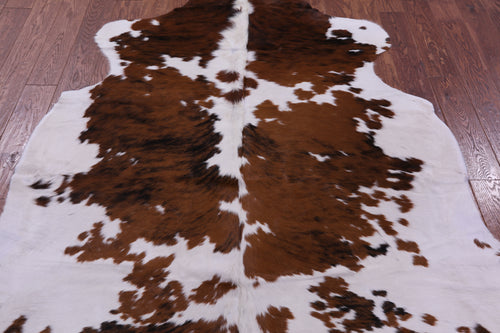 Brown & White Natural Cowhide Rug - Large 6'6