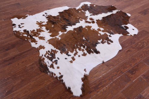 Brown & White Natural Cowhide Rug - Large 6'6