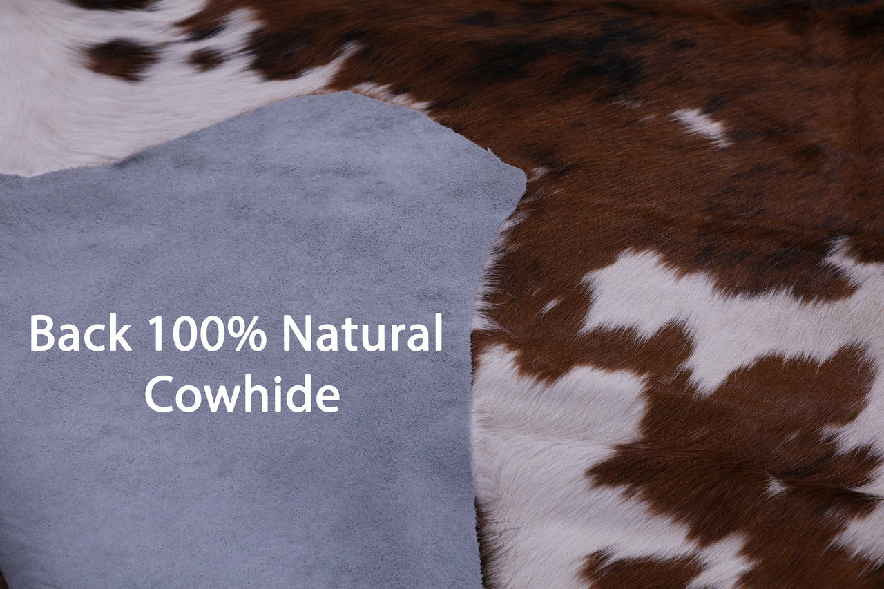 Brown & White Natural Cowhide Rug - Large 6'6"H x 6'3"W