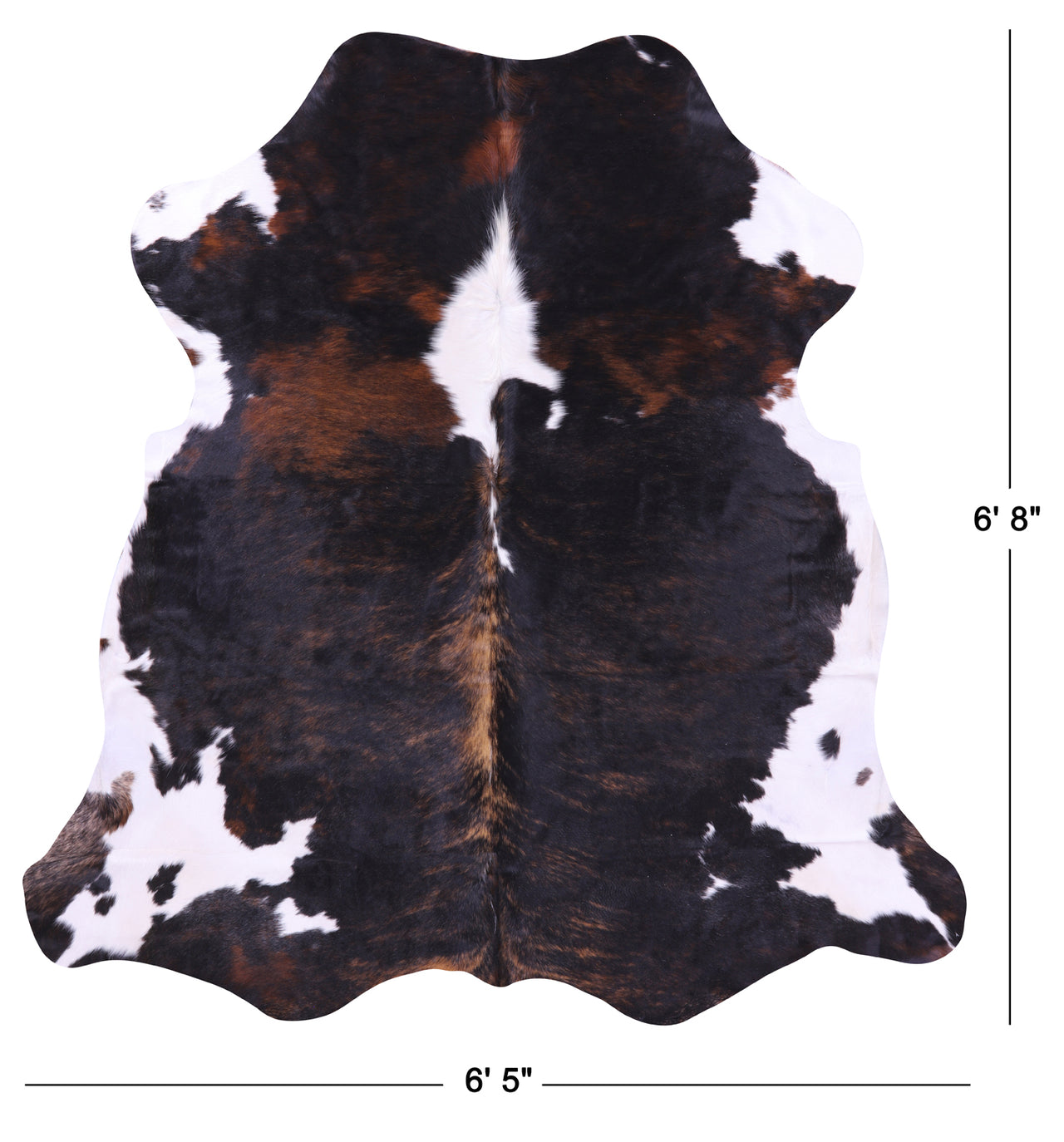Tricolor Natural Cowhide Rug - Large 6'8"H x 6'5"W