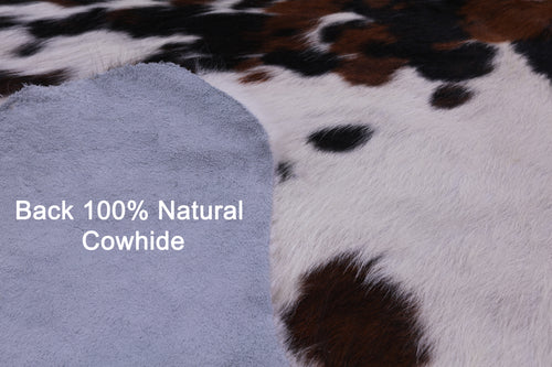 Tricolor Natural Cowhide Rug - Large 6'6