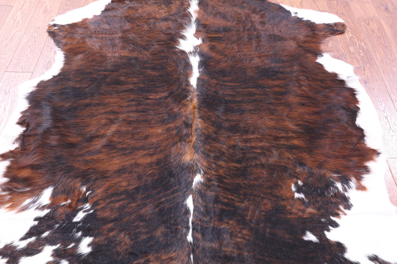 Brindle Tricolor Natural Cowhide Rug - Large 6'4"H x 5'11W