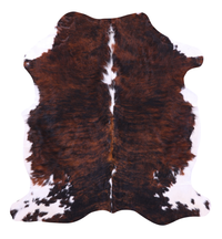 Thumbnail for Brindle Tricolor Natural Cowhide Rug - Large 6'4