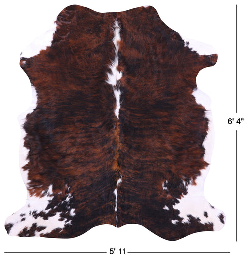 Brindle Tricolor Natural Cowhide Rug - Large 6'4