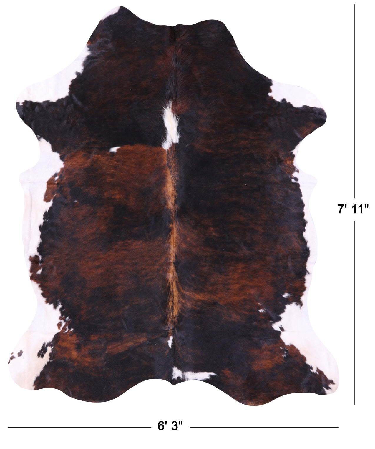 Tricolor Natural Cowhide Rug - XLarge 7'11"H x 6'3"W