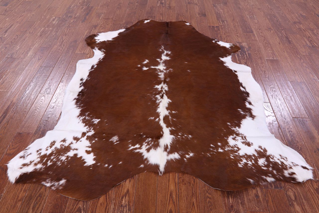 Brown & White Natural Cowhide Rug - XLarge 7'2"H x 6'4"W