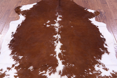 Brown & White Natural Cowhide Rug - X-Large 7'2