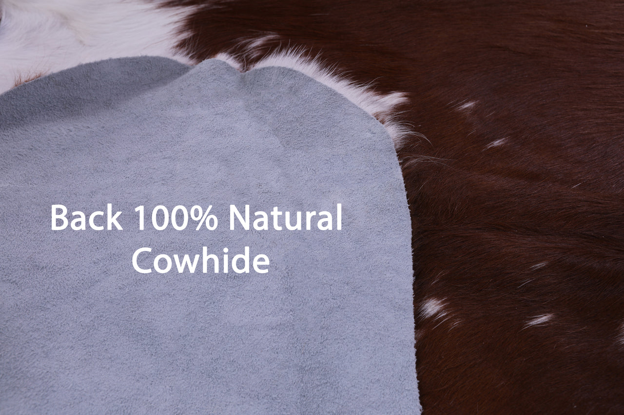 Brown & White Natural Cowhide Rug - XLarge 7'2"H x 6'4"W