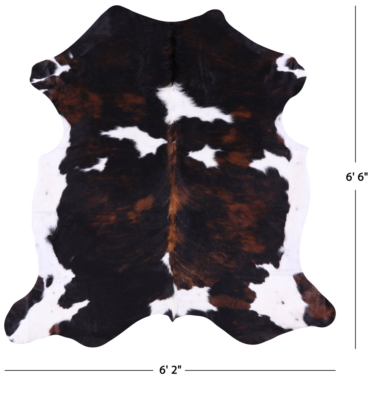 Tricolor Natural Cowhide Rug - Large 6'6"H x 6'2"W