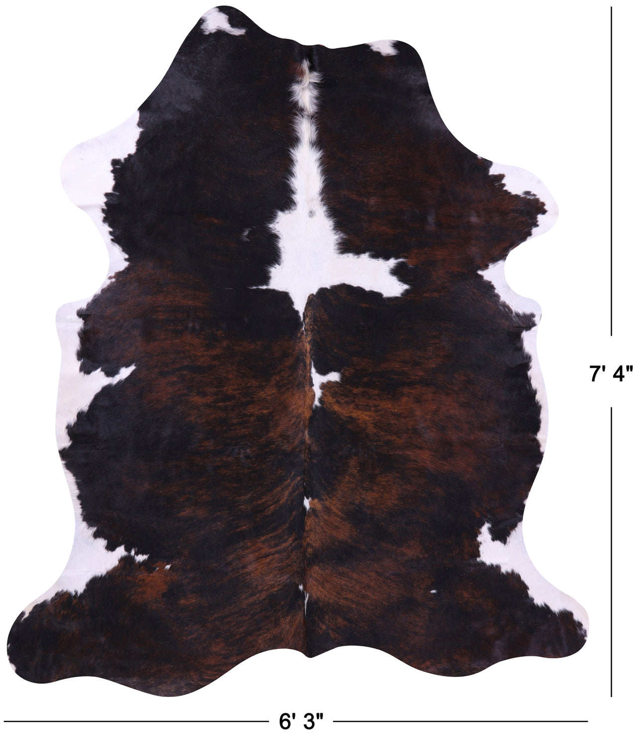 Tricolor Natural Cowhide Rug - XLarge 7'4"H x 6'3"W