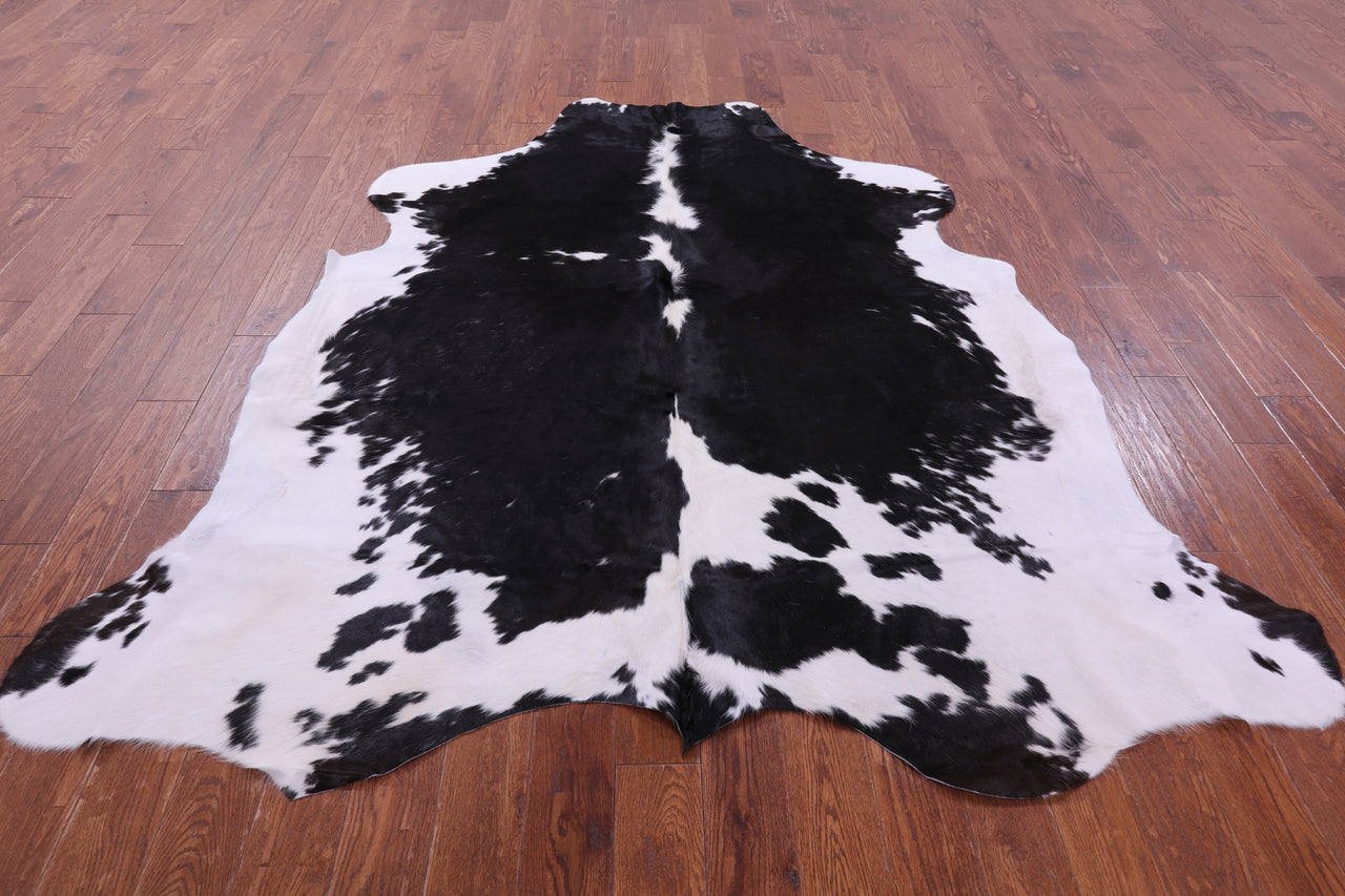 Black & White Natural Cowhide Rug - XLarge 7'7"H x 7'1"W