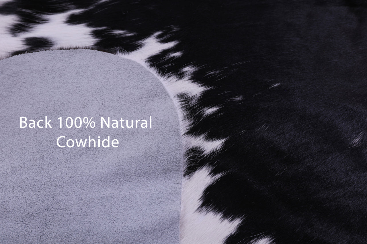 Black & White Natural Cowhide Rug - XLarge 7'7"H x 7'1"W