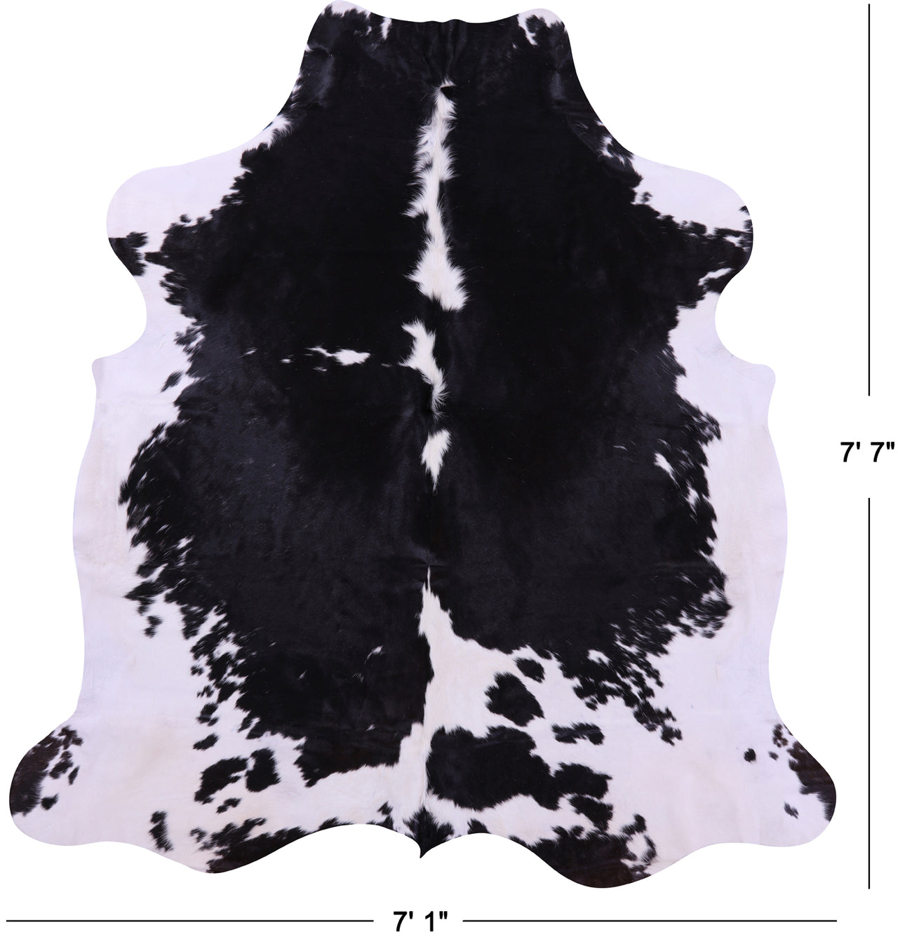 Black & White Natural Cowhide Rug - XLarge 7'7"H x 7'1"W