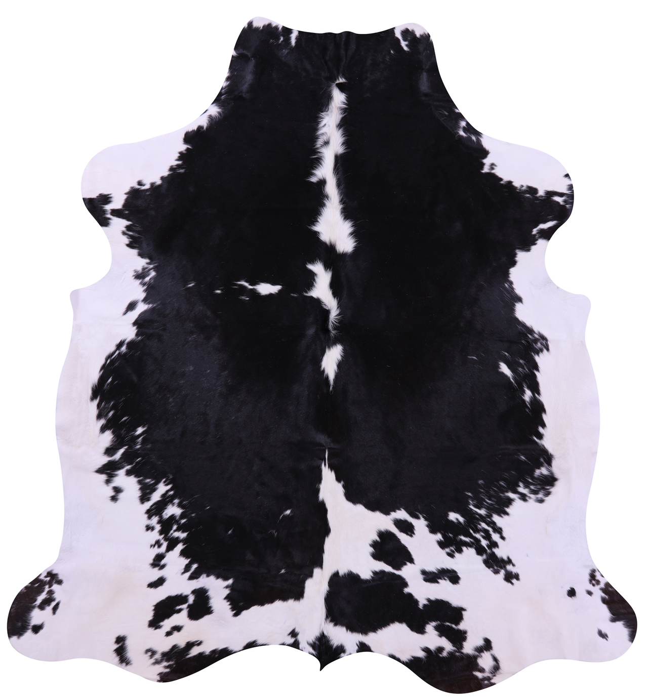 Black & White Natural Cowhide Rug - XLarge 7'7"H x 7'1"W