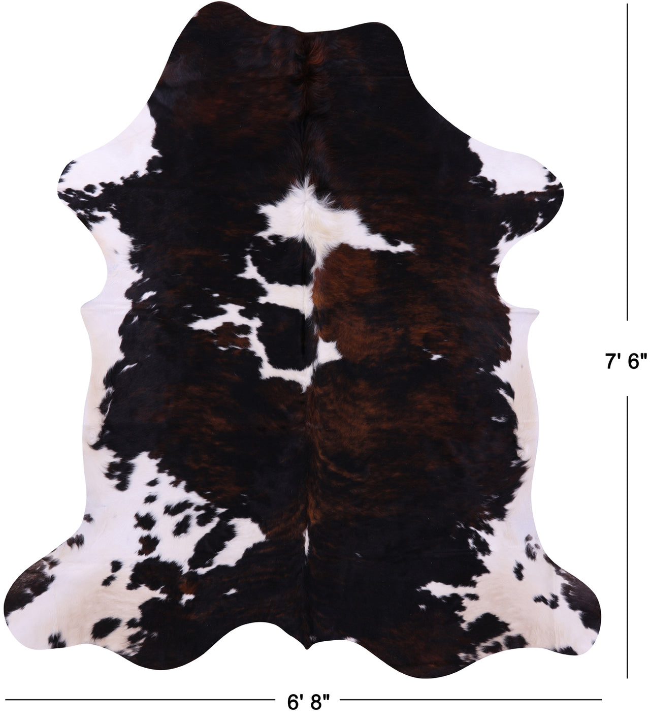 Tricolor Natural Cowhide Rug - XLarge 7'6"H x 6'8"W