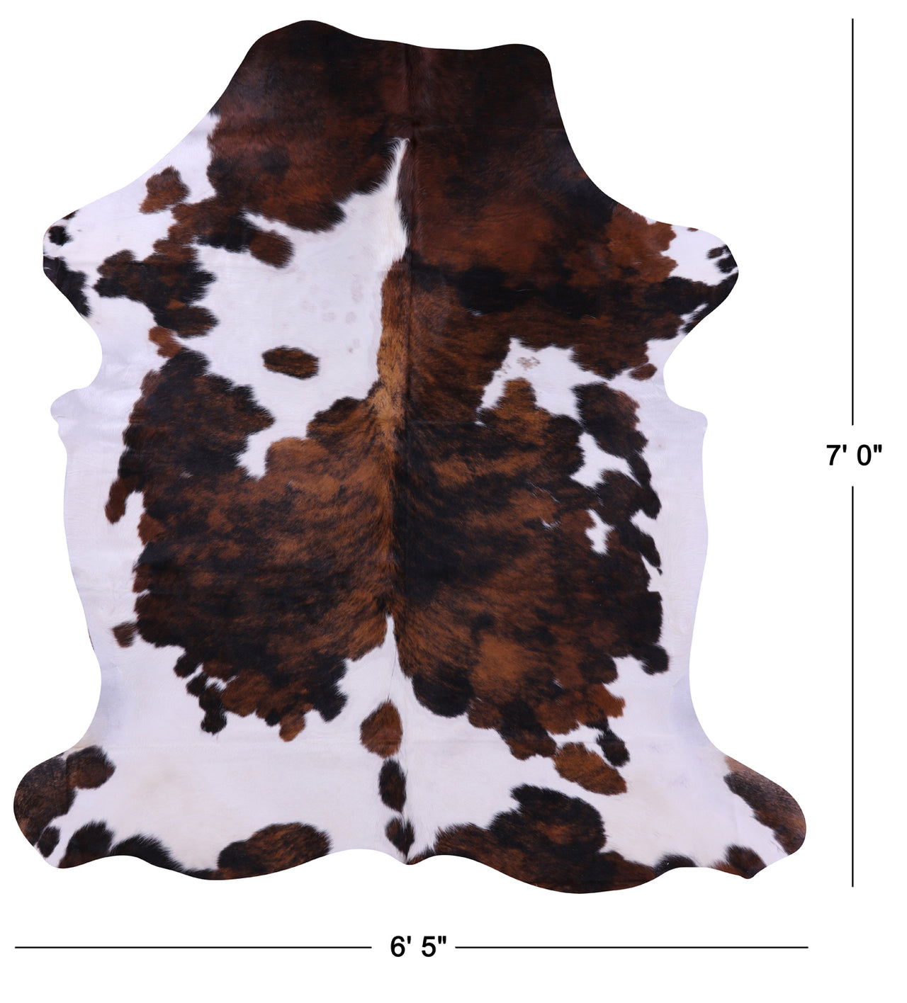 Tricolor Natural Cowhide Rug - XLarge 7'0"H x 6'5"W