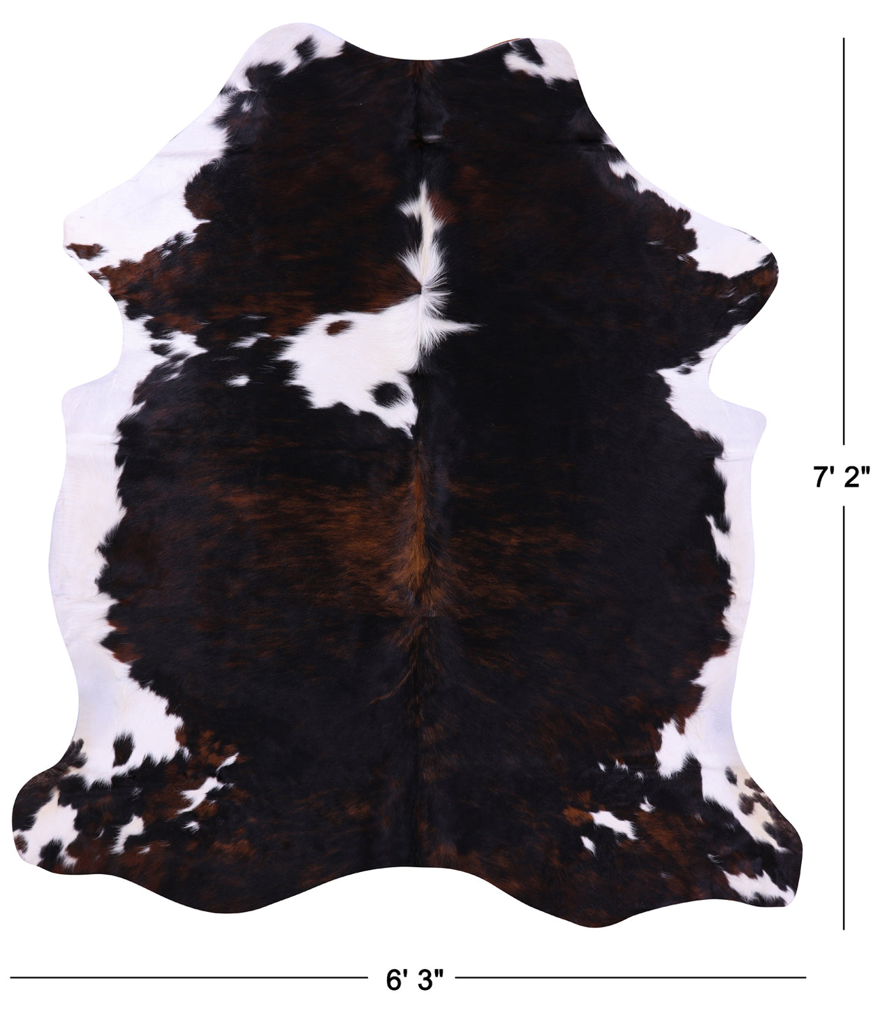 Tricolor Natural Cowhide Rug - XLarge 7'2"H x 6'3"W