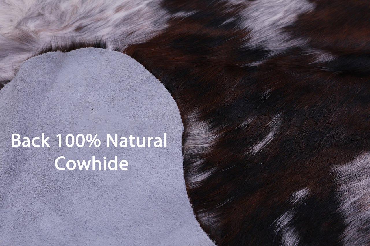 Tricolor Natural Cowhide Rug - Large 6'6"H x 5'9"W