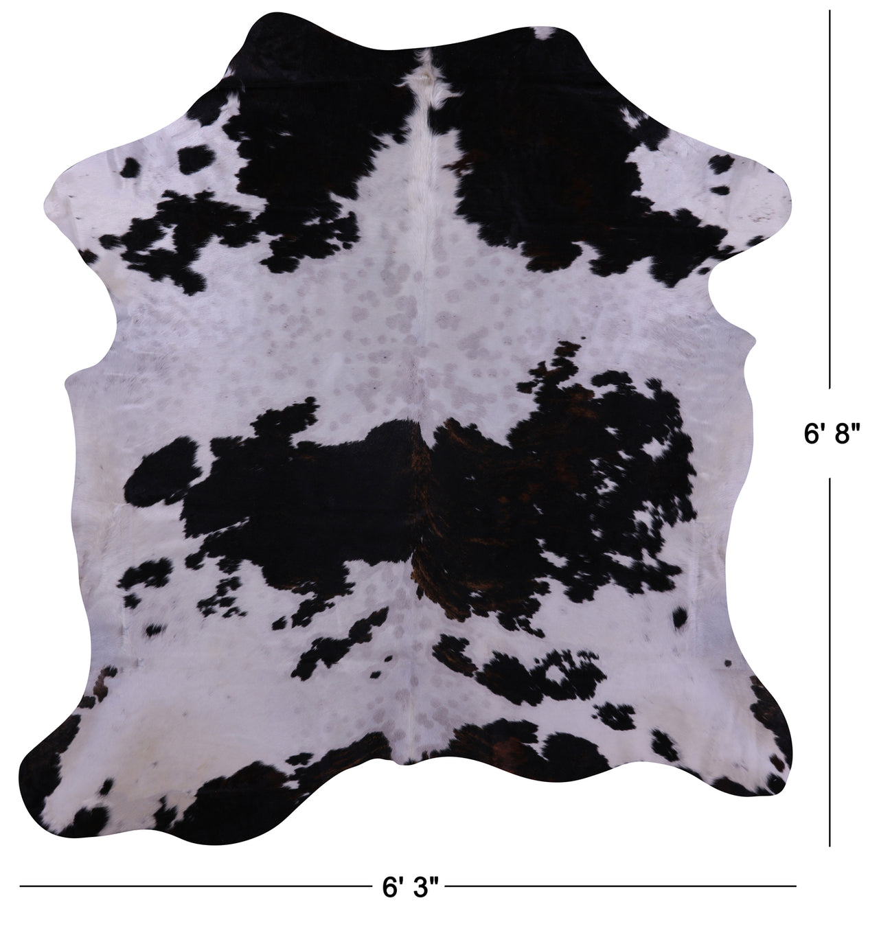 Tricolor Natural Cowhide Rug - Large 6'8"H x 6'3"W