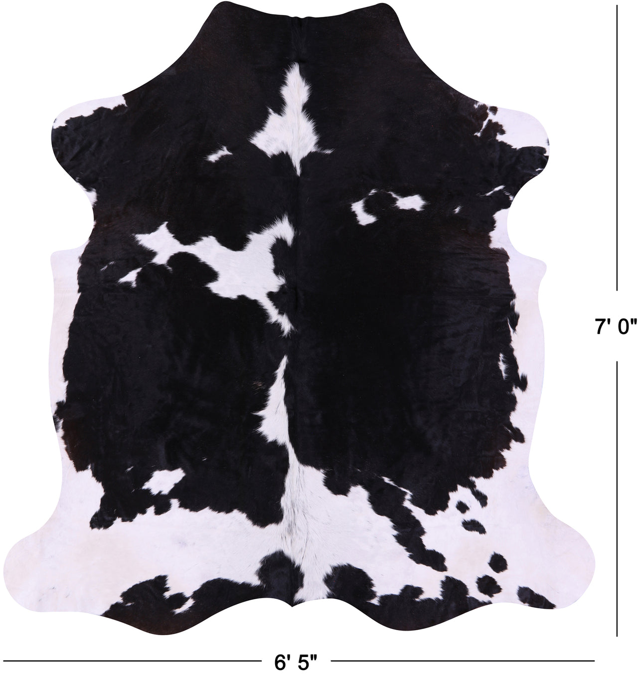 Black & White Natural Cowhide Rug - XLarge 7'0"H x 6'5"W