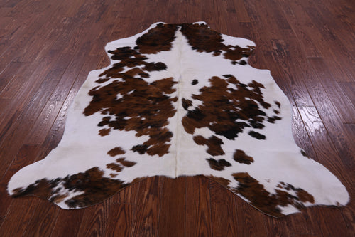Brown & White Natural Cowhide Rug - Large 6'8