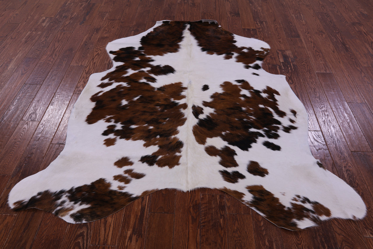 Brown & White Natural Cowhide Rug - Large 6'8"H x 5'11"W