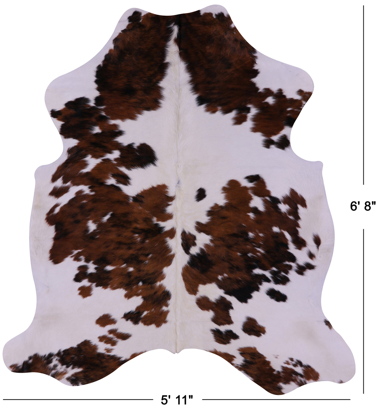 Brown & White Natural Cowhide Rug - Large 6'8"H x 5'11"W