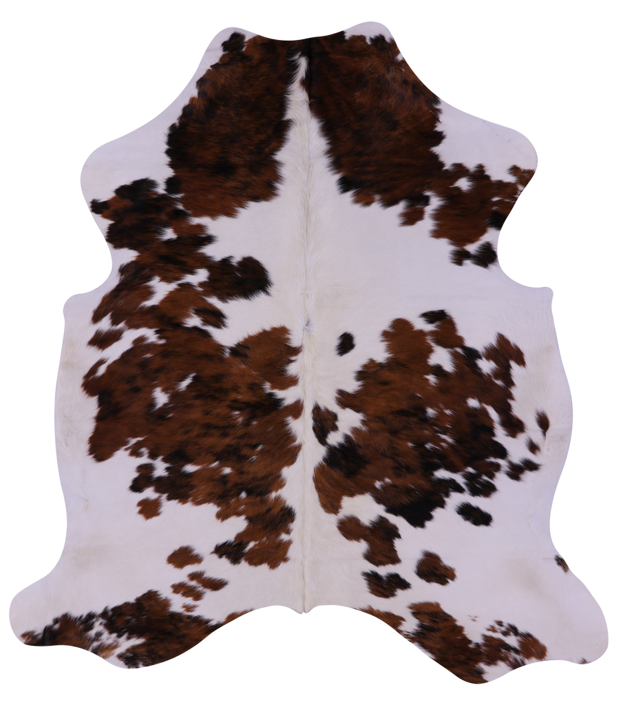 Brown & White Natural Cowhide Rug - Large 6'8"H x 5'11"W
