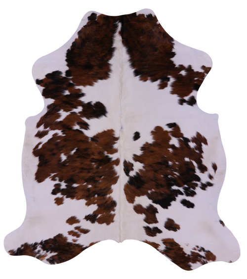 Brown & White Natural Cowhide Rug - Large 6'8