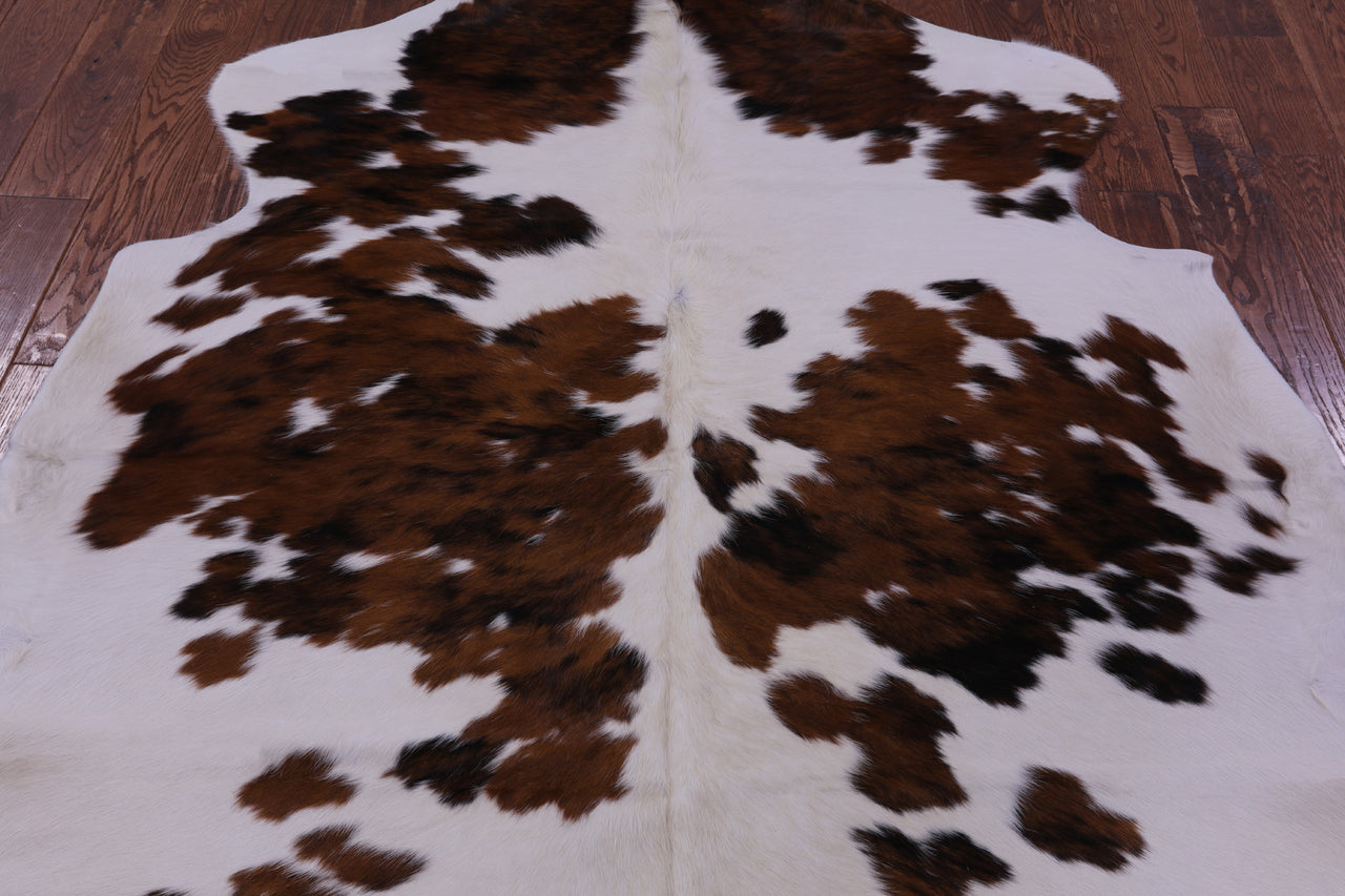 Brown & White Natural Cowhide Rug - Large 6'8"H x 5'11"W