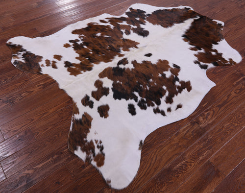 Brown & White Natural Cowhide Rug - Large 6'8