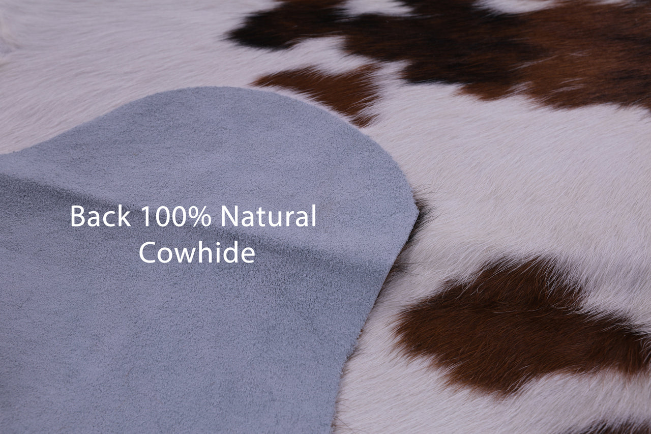 Brown & White Natural Cowhide Rug - Large 6'8"H x 5'11"W