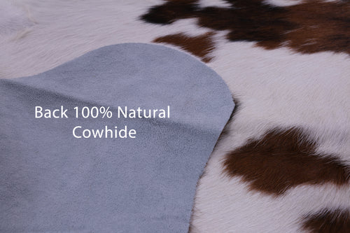 Brown & White Natural Cowhide Rug - Large 6'8