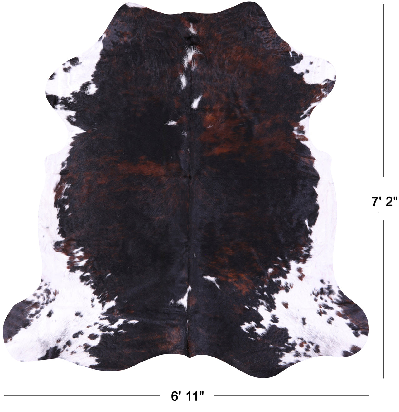 Tricolor Natural Cowhide Rug - XLarge 7'2"H x 6'11"W