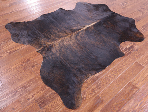 Dark Brindle Natural Cowhide Rug - Large 6'7