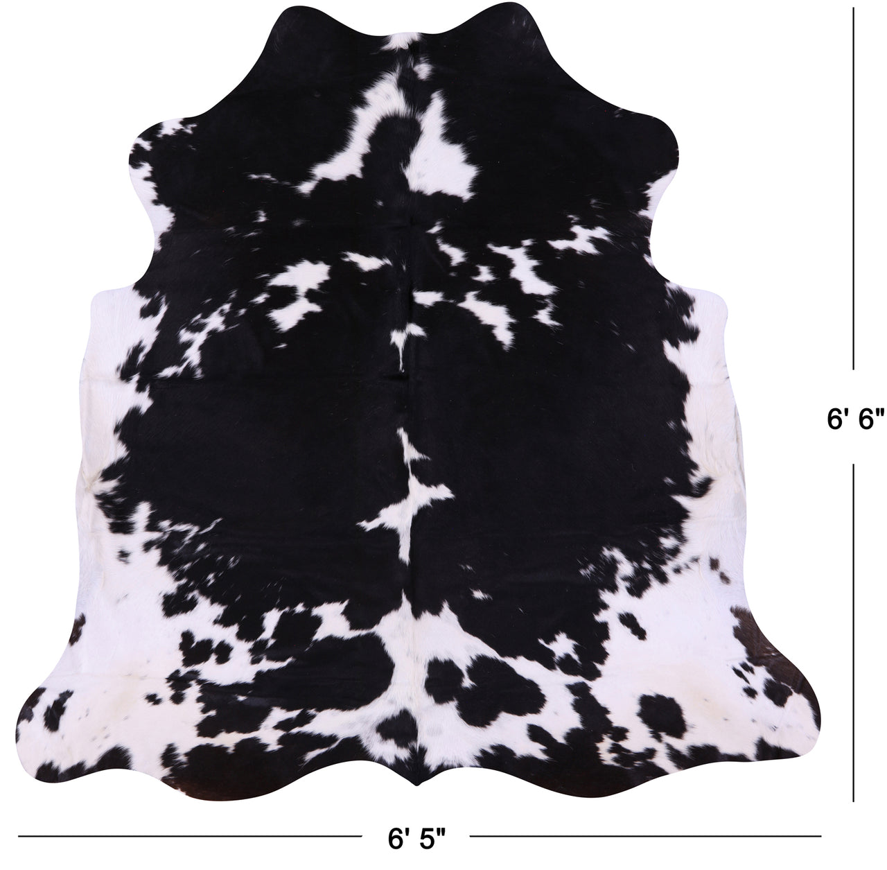 Black & White Natural Cowhide Rug - Large 6'6"H x 6'5"W