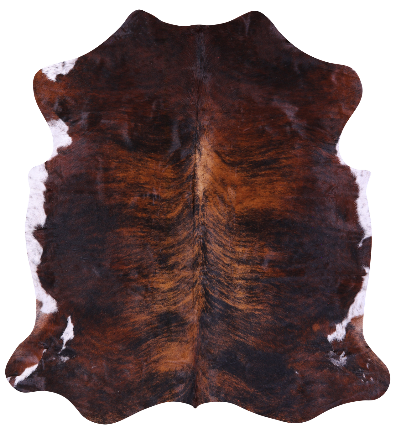 Brindle Tricolor Natural Cowhide Rug - Large 6'5"H x 5'10"W