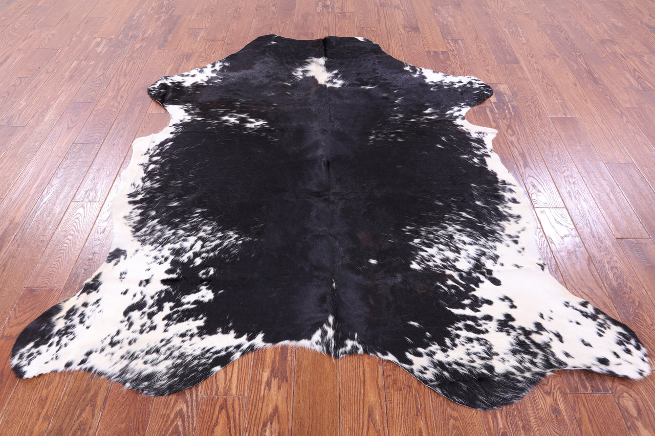 Salt & Pepper Black & White Natural Cowhide Rug - XLarge 7'2"H x 6'2"W