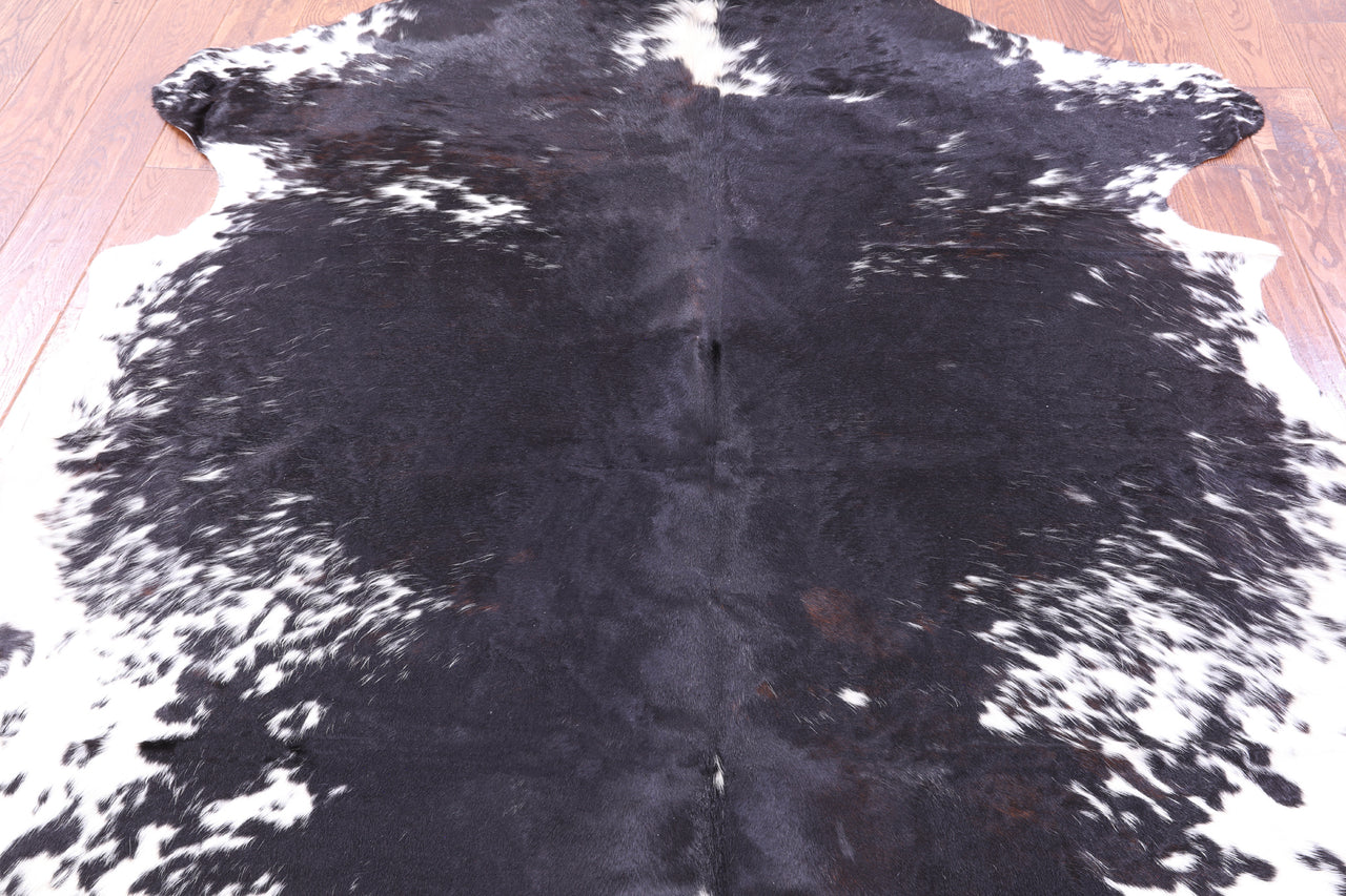 Salt & Pepper Black & White Natural Cowhide Rug - XLarge 7'2"H x 6'2"W