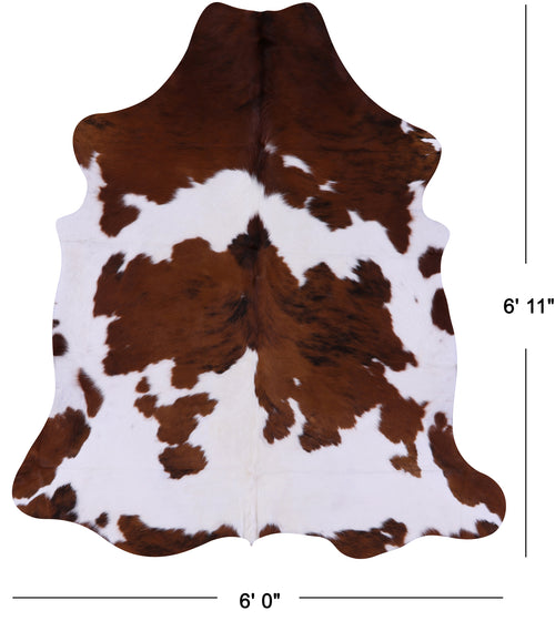 Brown & White Natural Cowhide Rug - Large 6'11